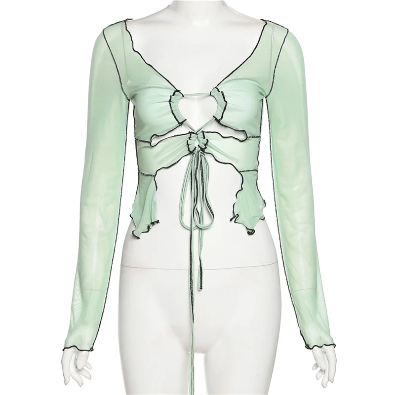 Сексуальная облегающая футболка с запахом на груди Y2K Fairycore Grunge Harajuku футболки