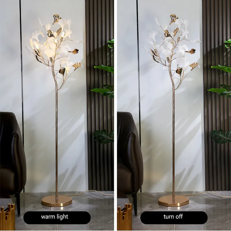 

Светодиодная Напольная Лампа Ginkgo Leaf, современное комнатное освещение для гостиной, кабинета, прикроватное светодиодное освещение, новинка ...