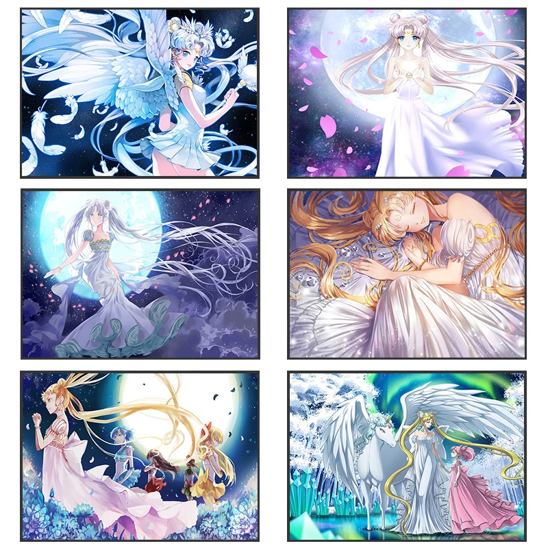 

Classic Japanese Anime Sailor Moon Canvas Paintings Cartoon Wall Art Mural Poster Cute Girl Bedroom Decoration Modern Painting