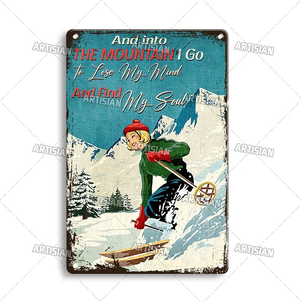 

Металлическая декоративная табличка для стен "Skiing & Snowboarding", оловянный знак