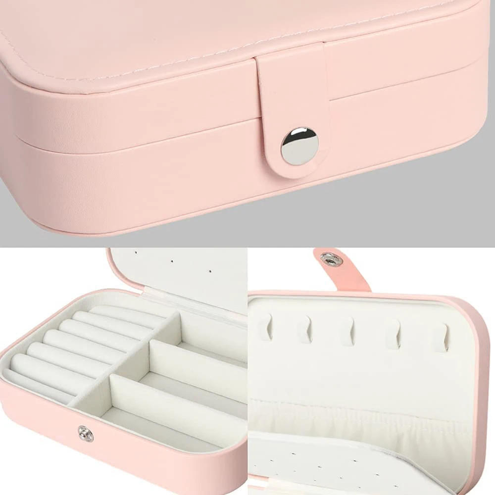 Leather Jewelry Box Organizer Travel Portable Travel Jewelry Case Display Necklace Earring Ring Bracelets Storage Holder Gift