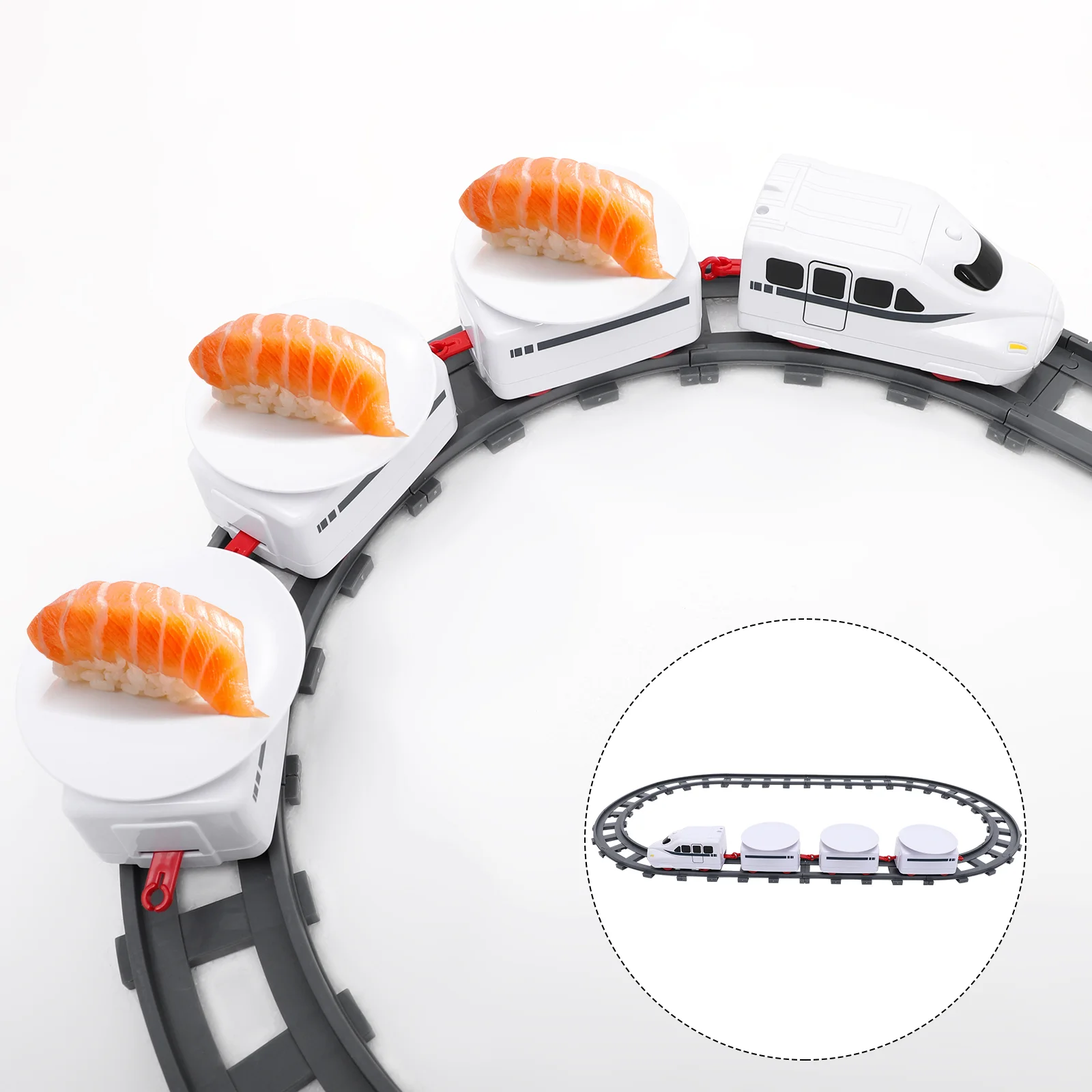 

Train Sushi Toy Set Electric Table Rotating Conveyor Beltfor Kids Serving Toys Christmas Plate Carousel Plaything Track Display