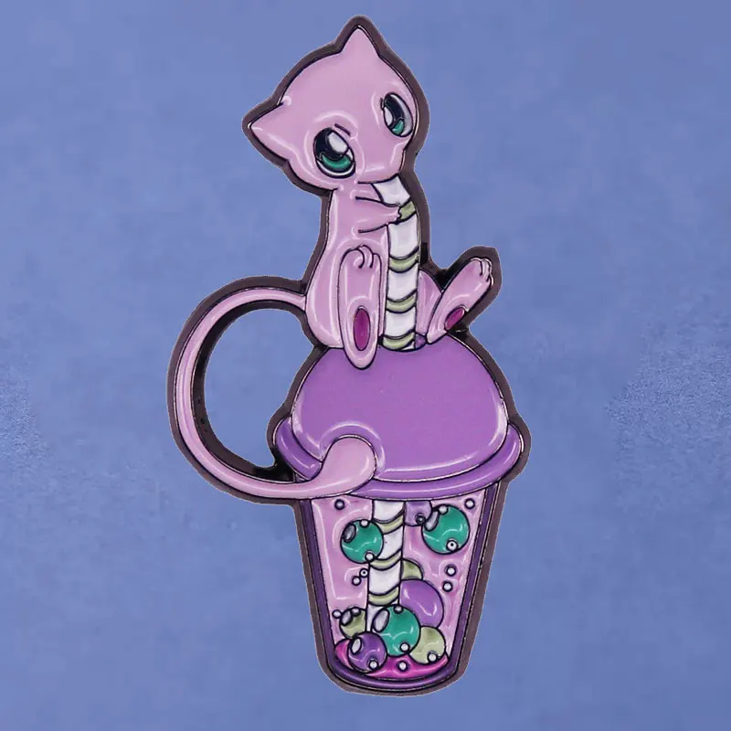 

Pokemon Mew молоко чай аниме лацкан булавки рюкзак Джинсы женские модные ювелирные изделия подарки