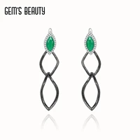 gems beauty 925 sterling silver marquise cut natural green agate stud earrings for women twisted double circle stud earrings