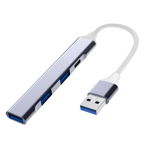 USB C Hub USB Hub 3.0 Док-станция типа C, алюминиевый USB-расширитель 4-в-1, с 3 портами USB и 1 портами USB C Распределитель USB