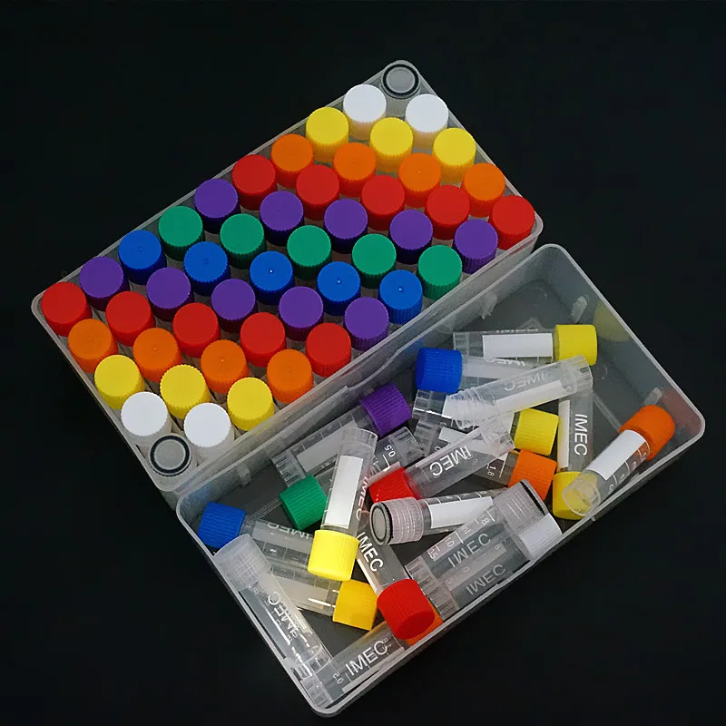 

1Set Include One Piece 50- Lattice Storage Box For Store Cryovial+50Pieces 1.8ml Plastic Refrigerating Tube