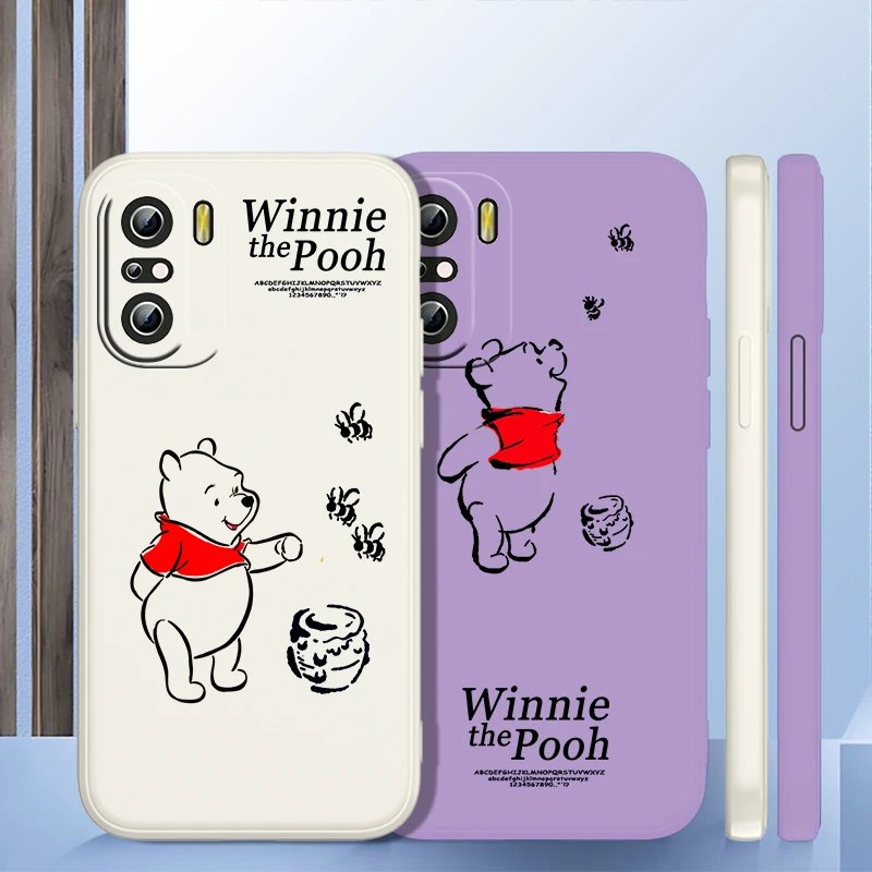 

Winnie the Pooh Disney Phone Case For Xiaomi Redmi K50 K40 10X 10 9T 9AT 9A 9C 9 8A 8 7 6A 5A Pro Liquid Rope Funda Cover Soft