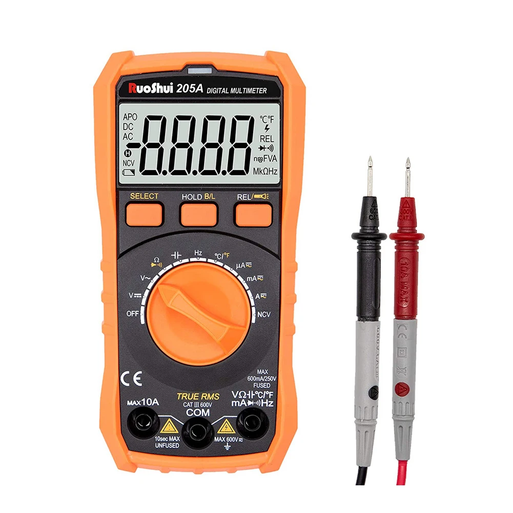 

Ruoshui Digital Multimeter Mini True RMS 6000 Counts Auto-Ranging Amp Volt Ohm Meter Portable Voltage Tester with NCV Function