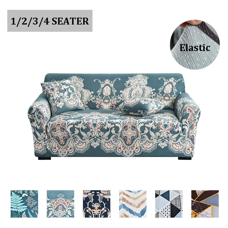 

Эластичный чехол для 1/2/3/4 местного дивана из спандекса, чехол с цветочным принтом для угловой кушетки, Г-образный шезлонг, чехол для мебели, ...