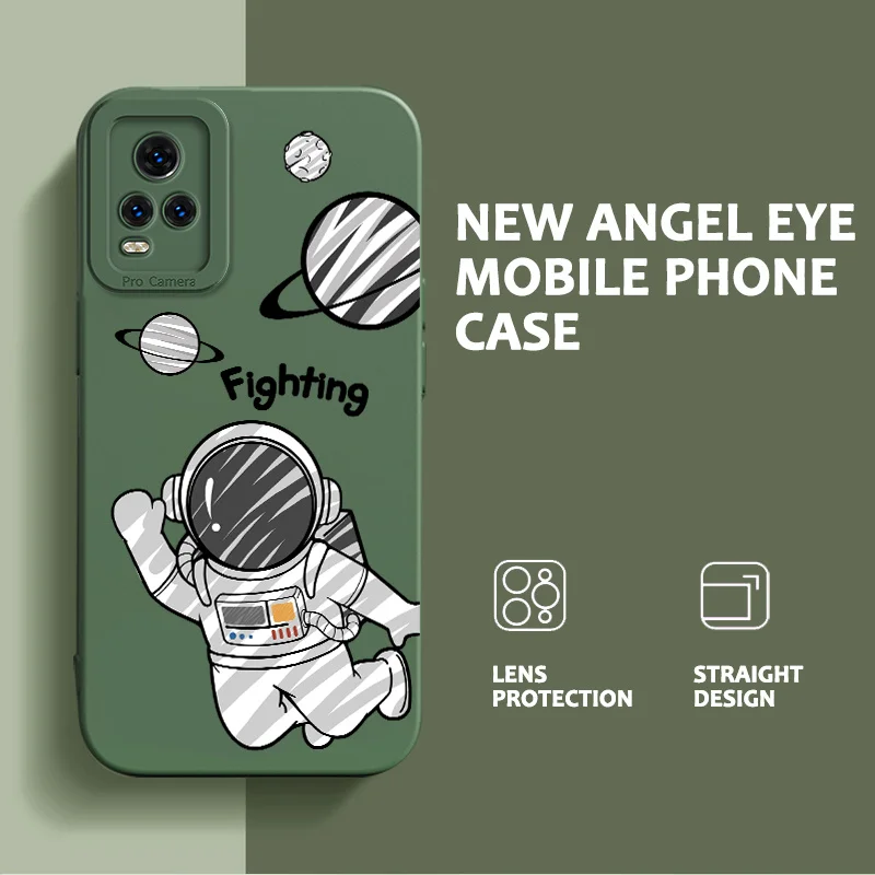 

Creative Angel Eyes Case for vivo V20 SE 2020 2021 V20 Pro V21 V21E V23 S7 S7T S12 Y70 Y73 2021 Planetary Astronaut Suqare