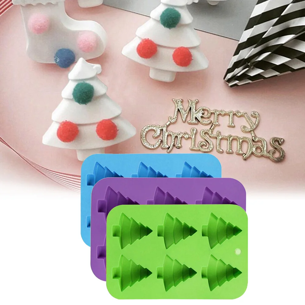 

Food Grade Silicone Baking Molds 6 Slots Christmas Trees Candy Chocolate Cake Making Non-stick Mold DIY Fondant Mould