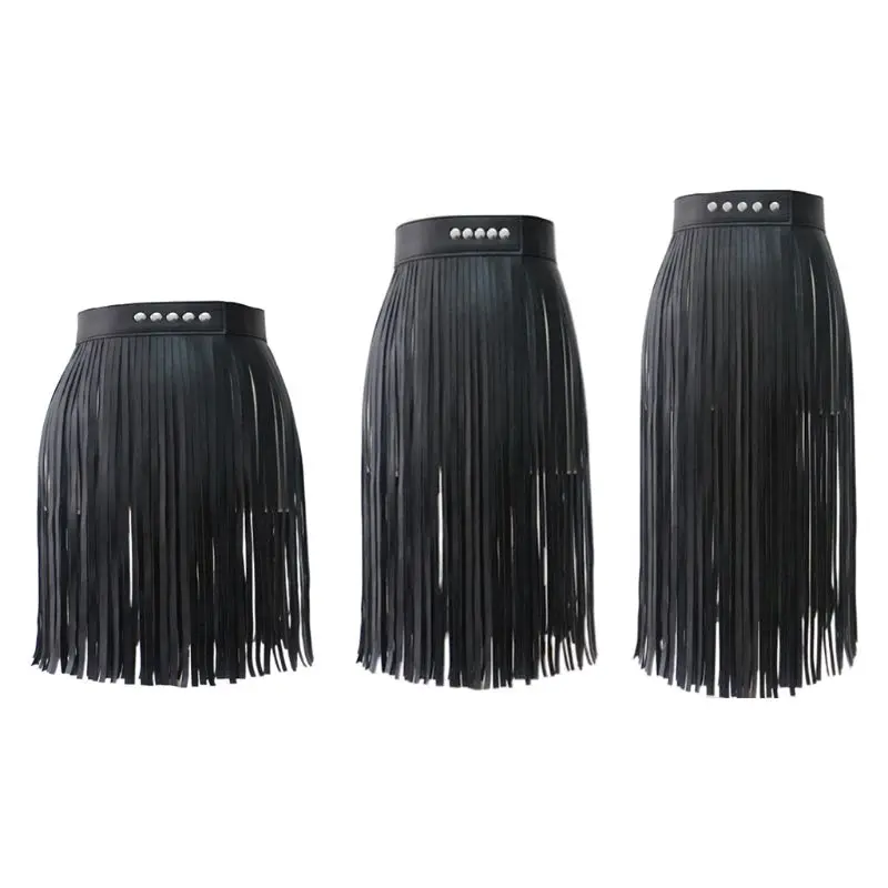 

Womens High Waist Faux Leather Fringe Tassels Skirt for BODY HARNESS with Snap Buttons Halloween Party Punk Rock Clubwea 10CE