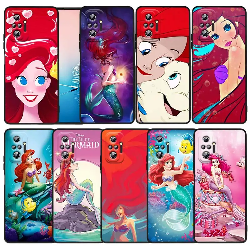 

Ariel The Little Mermaid Phone Case For Xiaomi Redmi Note 12 11E 11S 11 11T 10 10S 9 9T 9S 8 7 Turbo Pro Plus 5G Black Cover