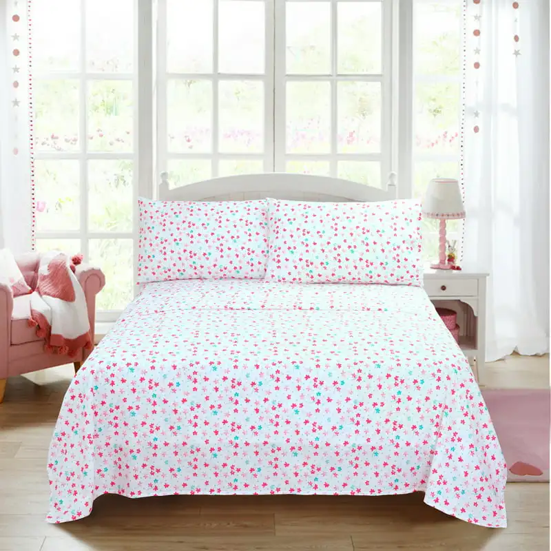 

Percale 220 Thread Count Sheet Set, White Floral Print, Twin/