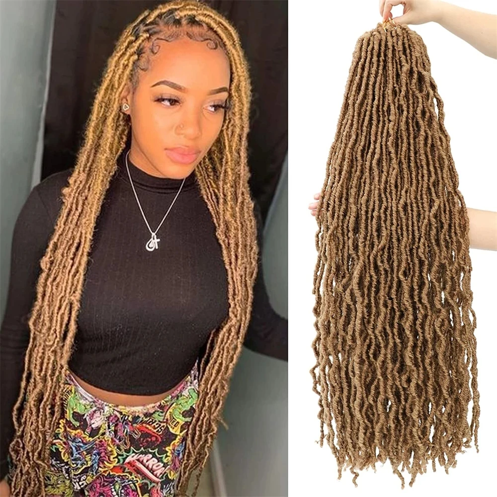 

DorMeGa Crochet Synthetic Fiber Long curly Hair Extension 36inch Natural Goddess Artificial Soft HookCrochet For black women