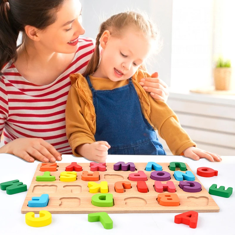 Деревянная доска с красочными цифрами алфавита 3D пазл для детей Ранняя