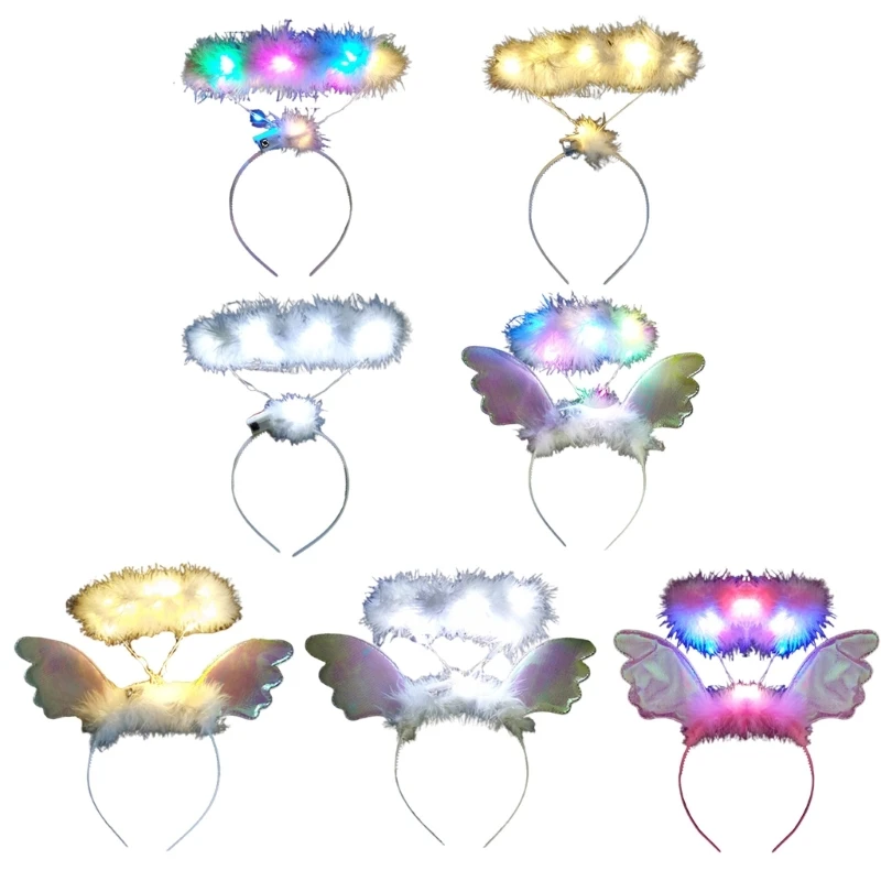 

LED Angel Wing Headband for Girls Music Concerts Hair Hoop Halloween Hairband
