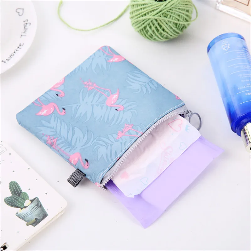 Cartoon Girls Diaper Sanitary Napkin Storage Bag Women Square Makeup Bags Coin Purse Jewelry Organizer Credit Card Pouch Case images - 6