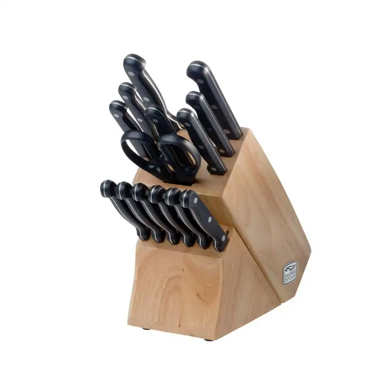 

15-Piece Kitchen Knife Set with Wood Block