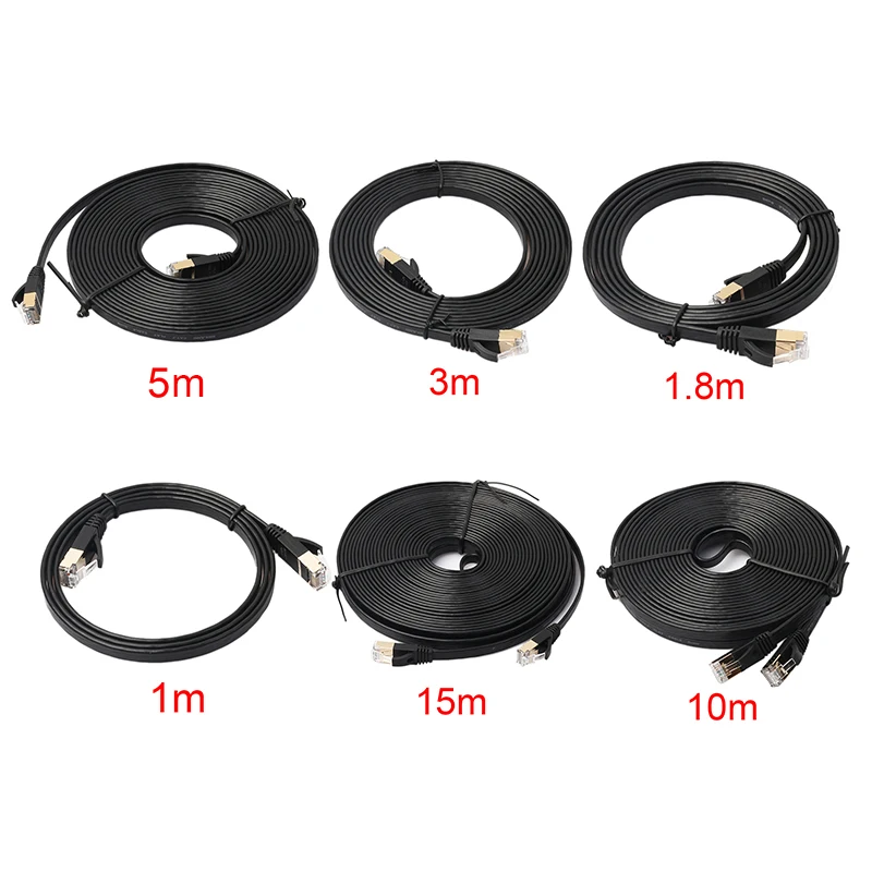 

1M/1.8M/ 10Gbps Flat CAT7 RJ45 Ethernet Network LAN Cable Patch Lead Cord Router Computer Cables Extender Laptop