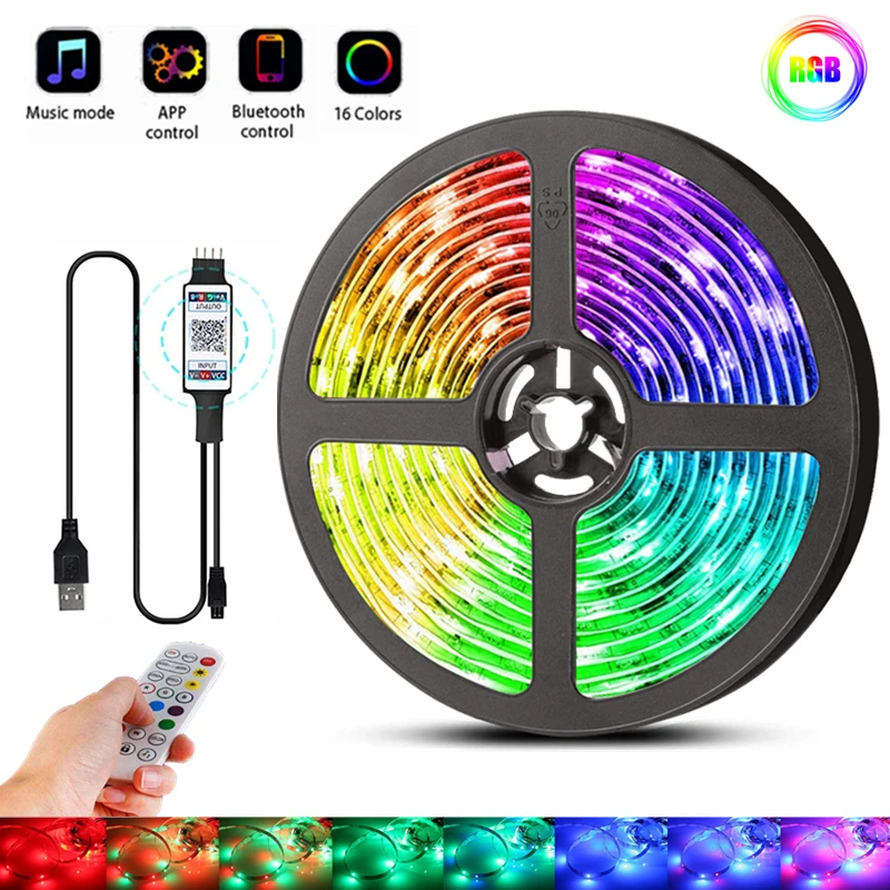 

5V Led Light Strip For Decoration Bedroom TV Background 5050 1M 5M Fita Lamp Decor Ribbon Bulbs Bluetooth Control Flexible Diode