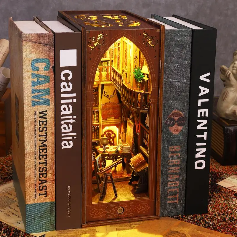 Mini Book Library Holy Church Bookcase Doll House Bookcase Handmade Crafts Gift