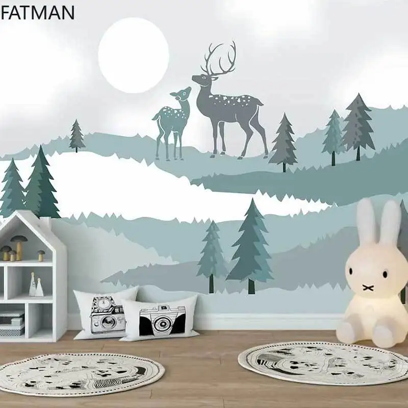 Самоклеящиеся обои FATMAN для детской комнаты простой фон в виде лося спальни