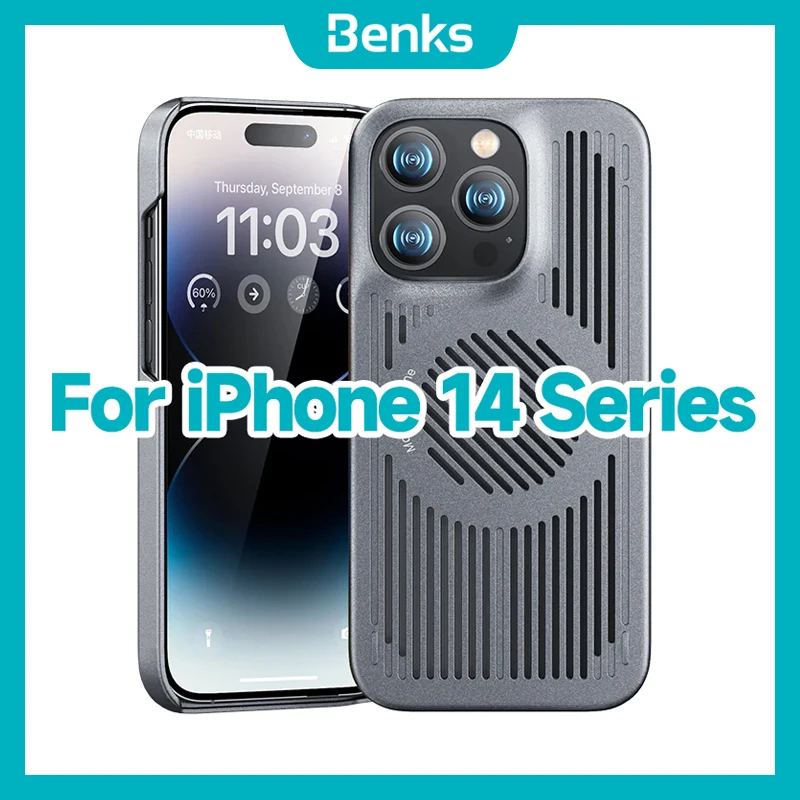 

Benks For iPhone 14 Plus 15 Pro Max Ice Armor Cooling Ultra-thin Breathable Case Magsafe Magnetic Charging All-inclusive Cover