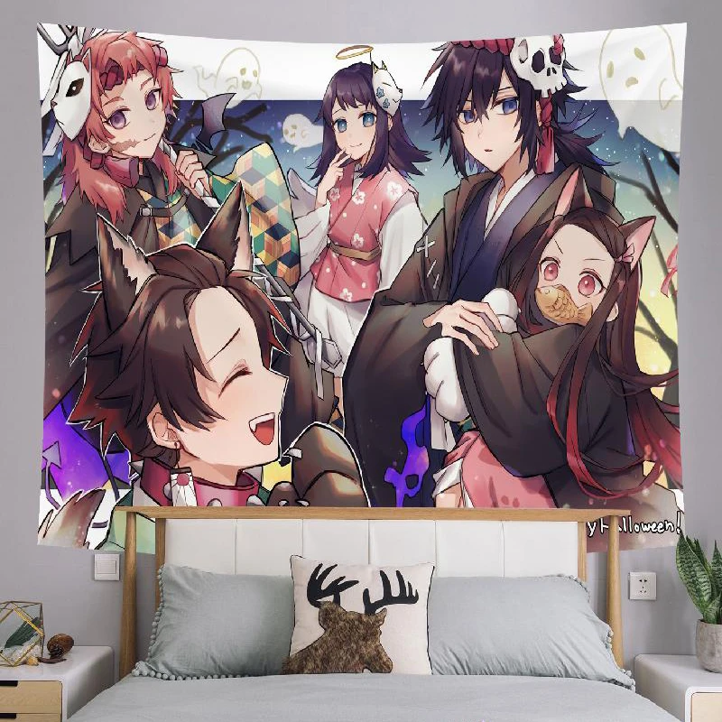 

Demon Slayer Tapestry Anime Figure Tapestry Kamado Tanjirou Living Room Background Cloth Wall Poster Home Decor