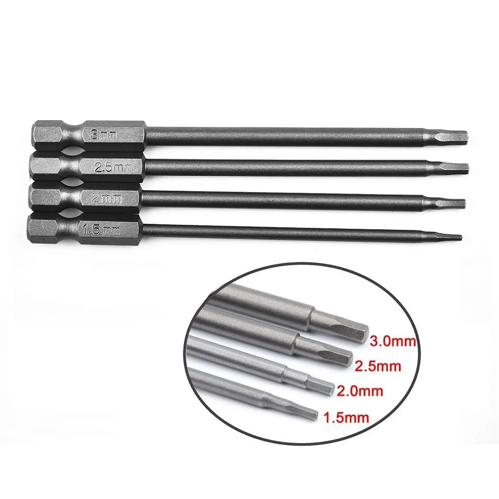

4pcs 1/4 Hex Shank Magnetic Head Screw Driver Screwdriver Bit Set 1.5/2.0/2.5/3.0mm For Cord/cordless Drills Impact Wrenches
