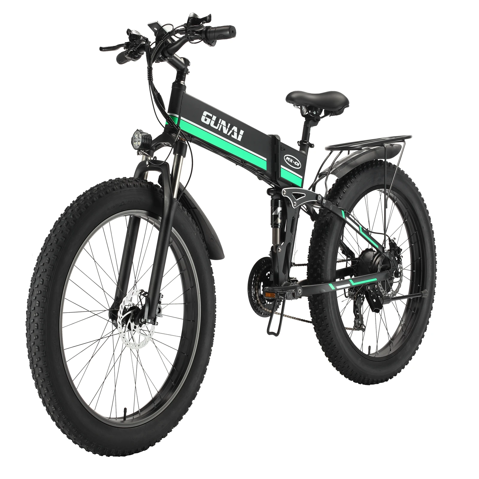 

GUNAI Electric Bike 1000W 48V 12.8Ah Folding 26 Inch Fat Tire For Mountain 21 Speed E-Bike Pedal Assist Hydraulic Disc Brake