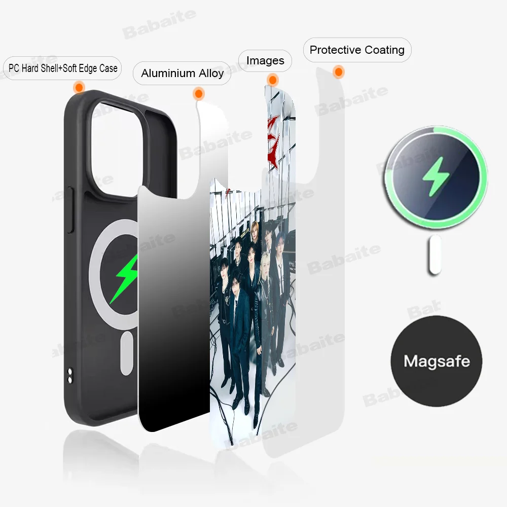Kpop S-Stray K-Kids Phone Case Magnetic For iPhone 16 14 13 12 11 15 Pro Max Plus Magsafe Wireless Charge Cover