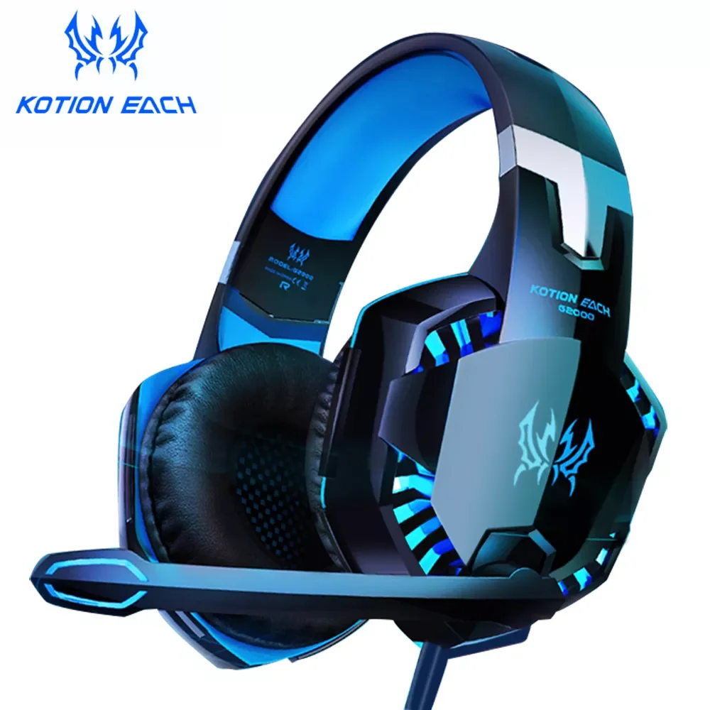 

KOTION EACH Gaming Headphones, Deep bass Stereo Headset ,Wired Backlit,Casque with Microphone for Gamer PC Laptop PS4