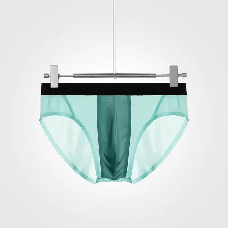 

Трусы-брифы мужские тонкие, шелковое нижнее белье, с U-образным выпуклым мешочком, пикантные дышащие, бикини