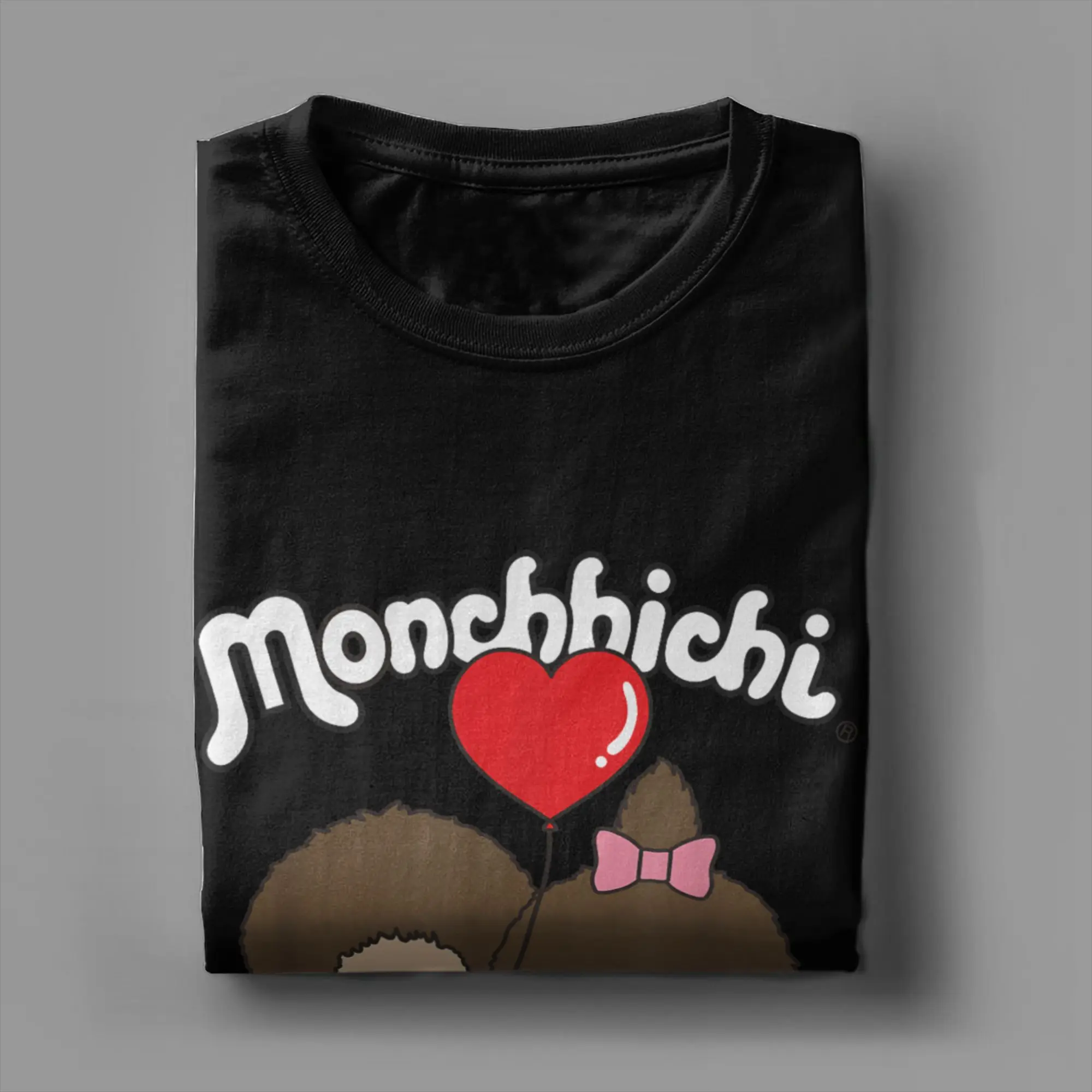 Фото Хлопковая футболка Monchhichi на День святого Валентина для мужчин, летние повседневные футболки с круглым вырезом, футболка в стиле Харадзюку, одежда большого размера с принтом №4
