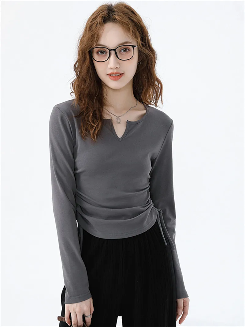 Женский хлопковый укороченный топ с V-образным вырезом