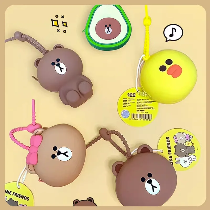 

Kawaii Line Friends Brown Cony Coin Purse Sally Choco Keroppi Silicone Headphone Mini Storage Shoulder Bag Cartoon Cute Pendant