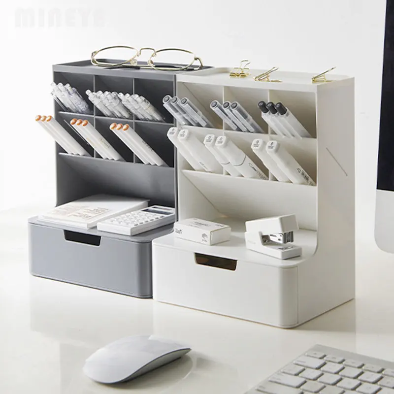 

Multifunction Student Pen Holder Stationery Classify Storage Box Desktop Home Office Supplies Cosmetics Drawer Sticker Organizer