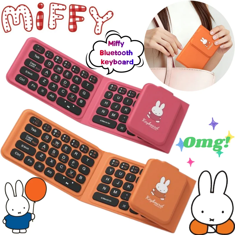 Фото Новая Bluetooth-клавиатура Miffy: высококачественная, бесшумная, креативная, простая, складная, портативная, для планшетов, в подарок №1