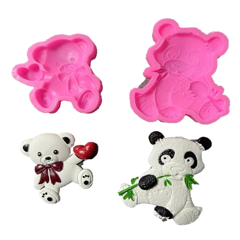 

Love bear, Panda frame fondant silicone mold baroque cake lace border decoration mold For Valentine's Day