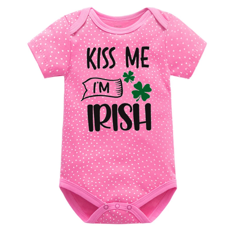 

St Patrick's Day Baby Onesies Kiss Me I'm Irish Baby Bodysuit Personalized Infant Clothes Baby Ireland Onesies Fashion 0-6m B