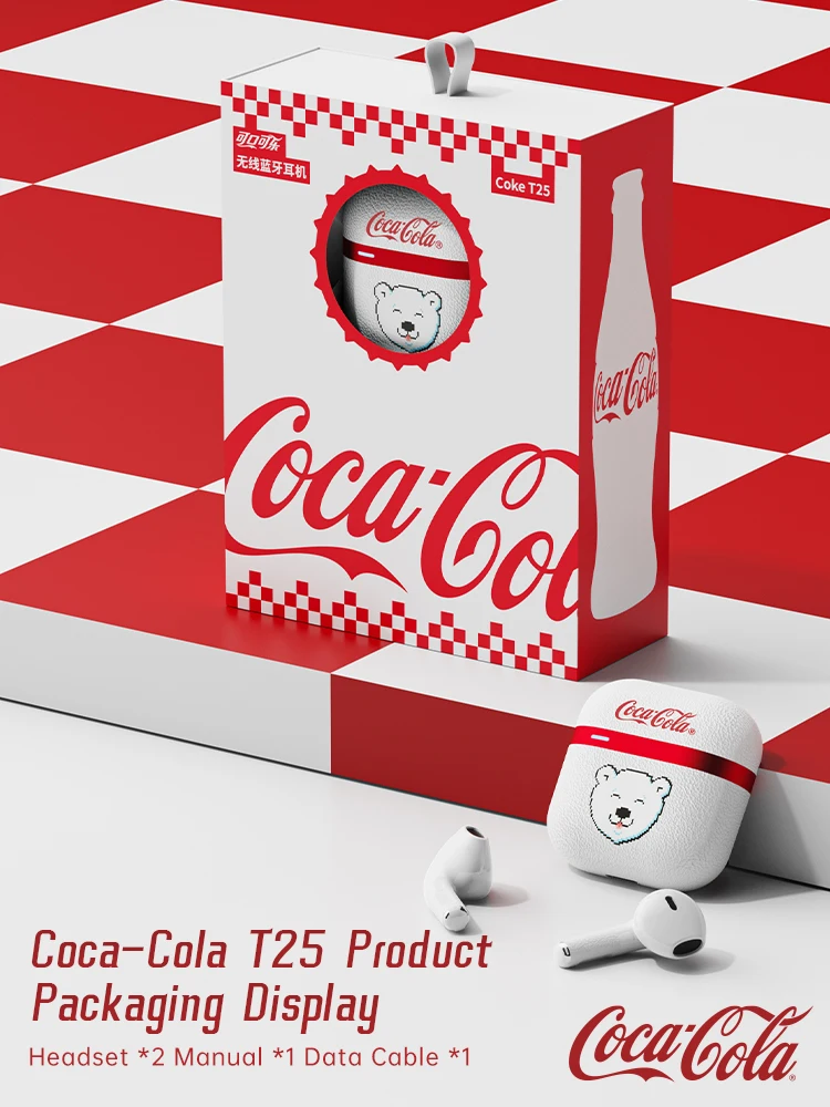 Coca-Cola оригинальные TWS беспроводные Bluetooth наушники мини Fone стерео спортивная