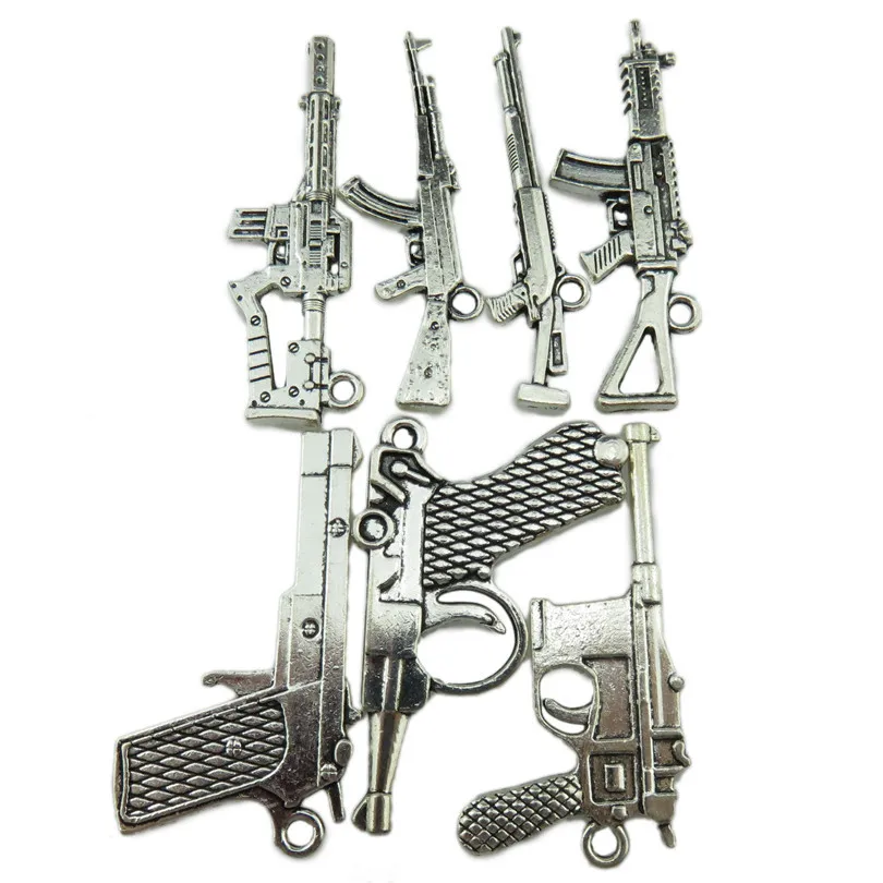 

Antique Silver Alloy Mix Pistol Sniper Rifle Charms Pendant Accessories Jewelry DIY Making Earrings Necklace Metal Materials
