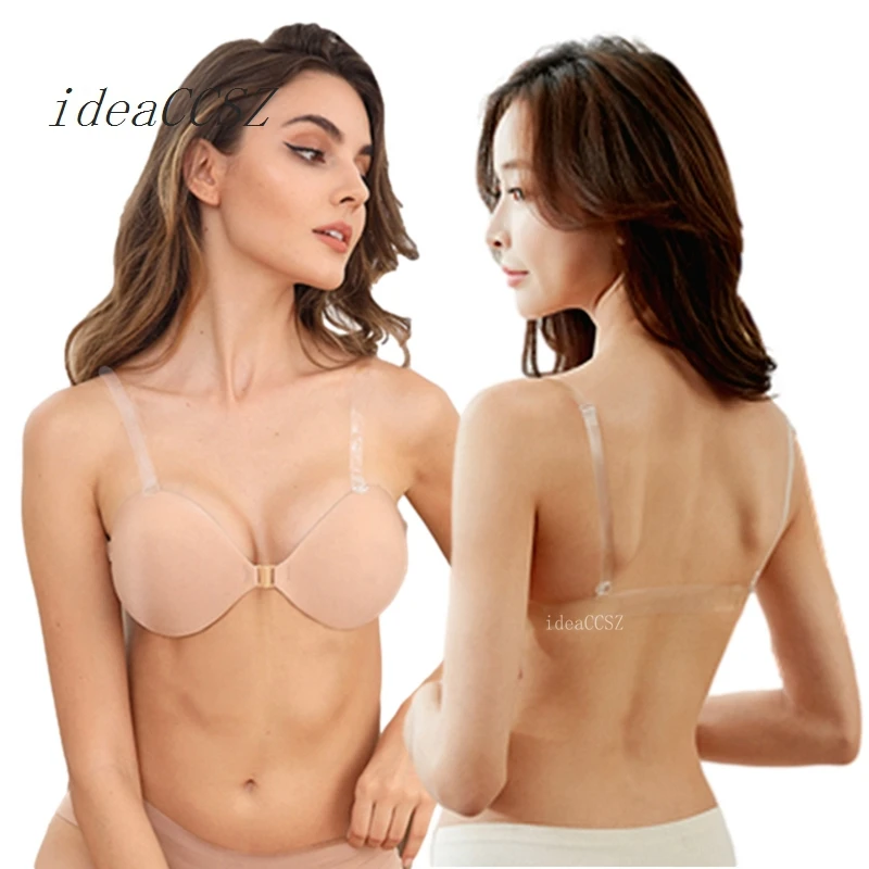 2PCS Silicone Invisible Bras Strapless Magic Push Up Adhesive Bra Sticky BH Backless Lingerie for Wedding Dress Underwear - купить по