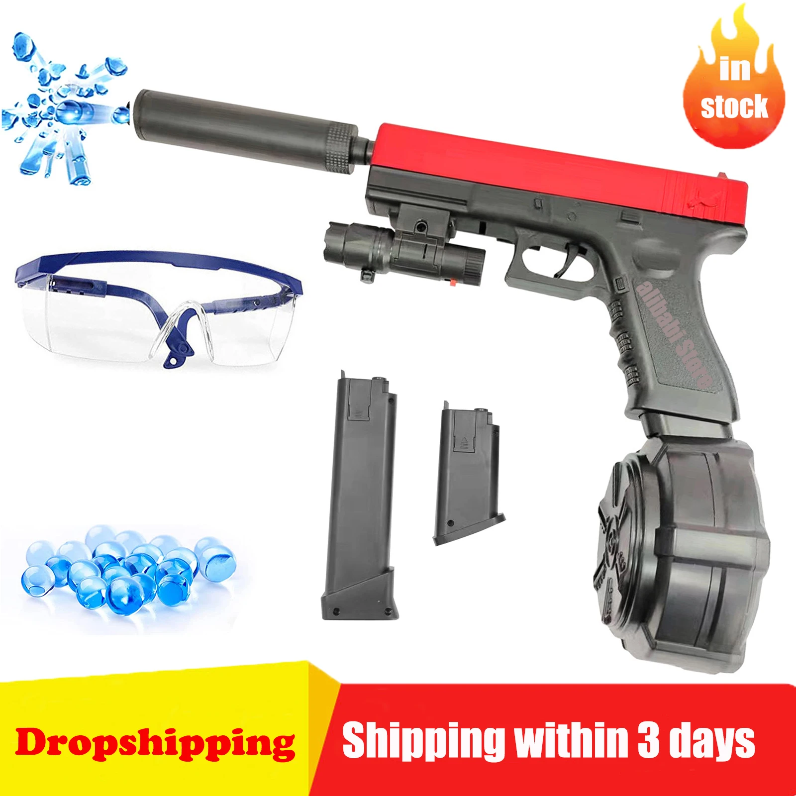 

JM X2 Glock Electric Splatter Ball Blaster Toys Gun Full Auto Gel Ball Blaster With 10000 Water Bombs For Kids Adult Outdoor Toy