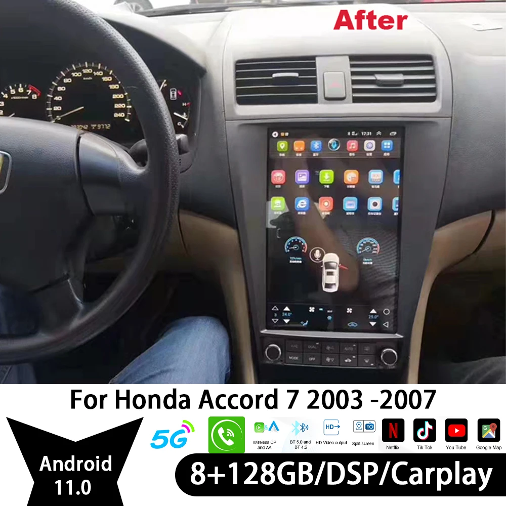 For Honda Accord 7 2003-2007 All In One Car Screen Audio Intelligent System Radio Video Players GPS DVD Carplay Android11 Stereo For Honda Accord 7 2003-2007 All In One Car Screen Audio Intelligent System Radio Video Players GPS DVD Carplay Android11 Stereo