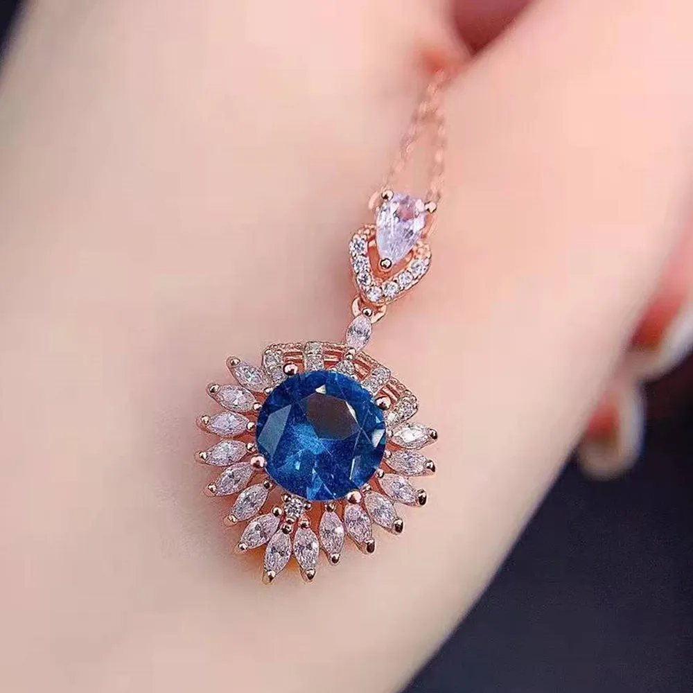 

Женское Ожерелье с бриллиантами и топазом, под розовое золото 18 карат