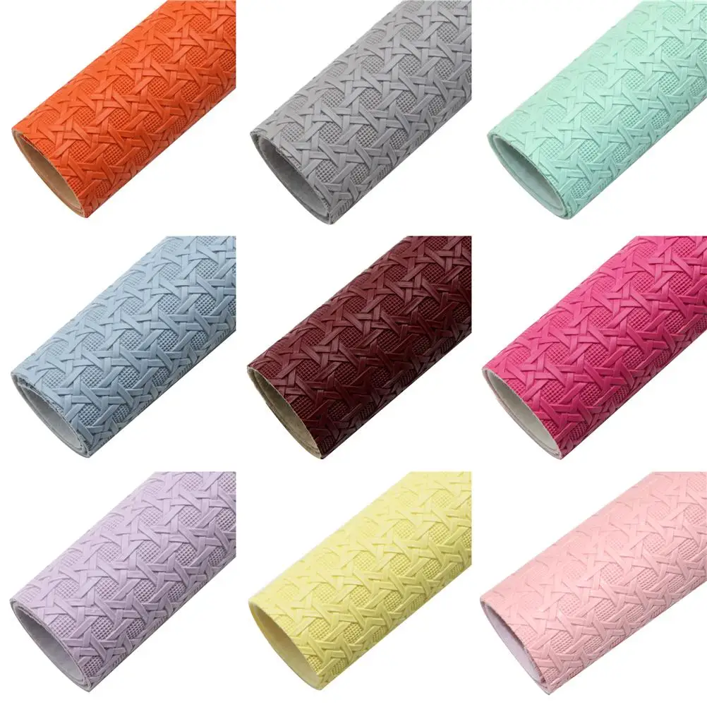 Plaid Weaved Faux Leather Sheets Bump Texture Synthetic Leather Fabric For Hair Bows Bags,1yc38651