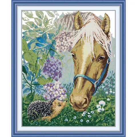 Soulgift News Набор для вышивки крестом "Лошадь и ежик"