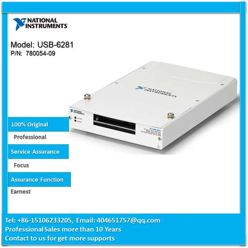 

NI USB-6281 780054-09 16-channel AI (18 bits, 625 kS/ s), 2-channel AO (2.86 MS/ s), 24-channel DIO, USB multifunctional I/ O